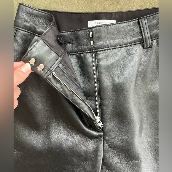 Black Babaton vegan leather straight pant, like new - Picture 5 of 10